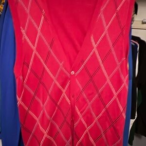 Paul Fredrick Red Plaid Cardigan Sweater